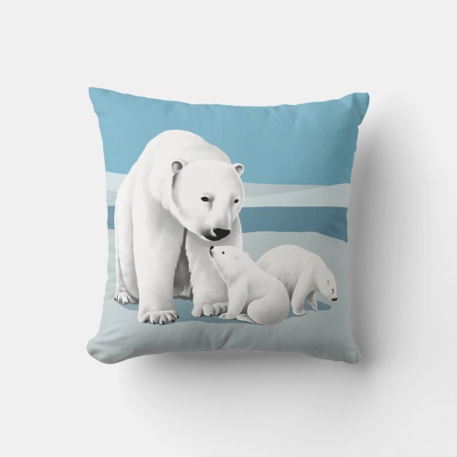 Coussin Famille d'ours polaires (Recto)