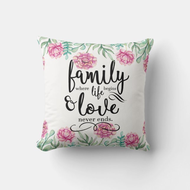 Coussin Famille Florale rose (Recto)