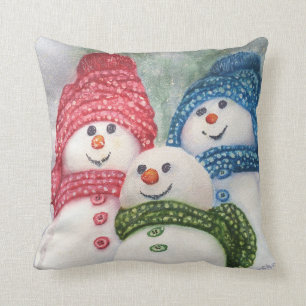COUSSIN FAMILLE HEUREUSE DE BONHOMME DE NEIGE