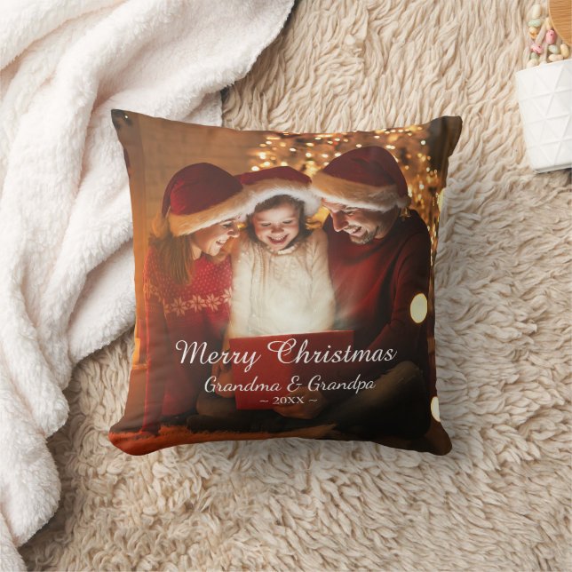 Coussin Famille Joyeux Noël Photo grand-mère grand-père (Couverture)