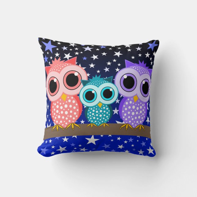 Coussin famille mignonne de hibou (Recto)