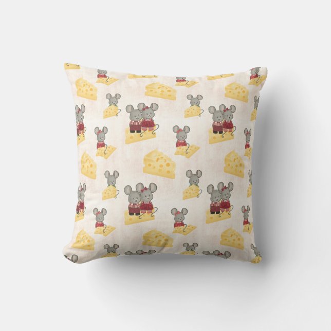 Coussin Famille mignonne de souris au fromage (Recto)