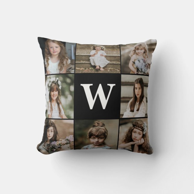 Coussin Famille Moderne Moderne Collage de 8 Photos (Recto)