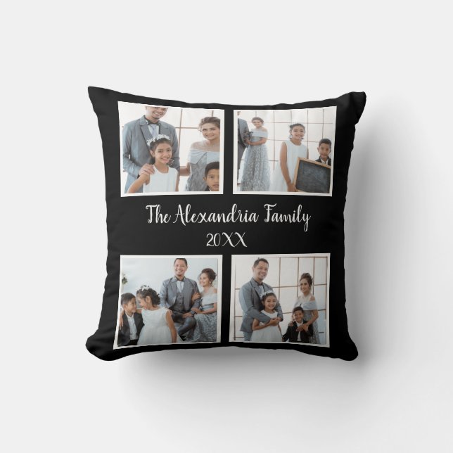 Coussin Famille personnalisée 4 photo collage modèle (Recto)