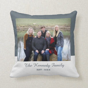 Coussin Famille Personnalisée Nom De La Photo Gray And Wh