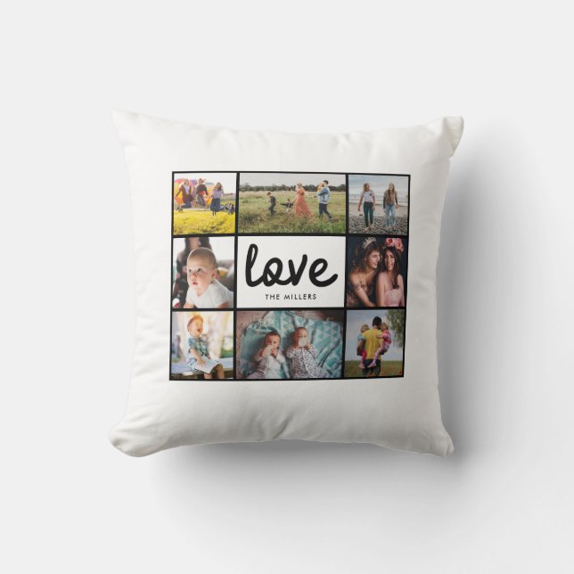 Coussin Famille Photo Collage Nom d'amour (Recto)