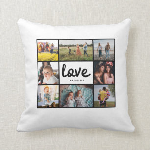 Coussin Famille Photo Collage Nom d'amour