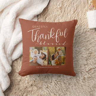 Coussin Famille Reconnaissante Merci Bénie Photo Moderne