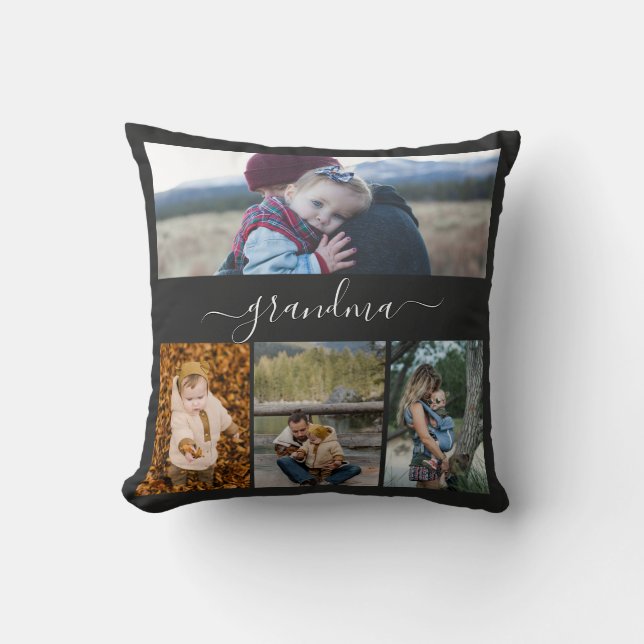 Coussin Famille Simple Collage Amour Moderne Grand-mère Ma (Recto)
