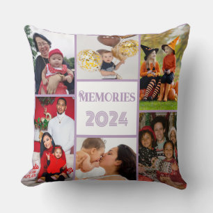 Coussin Famille Souvenirs 5 photo collage violet