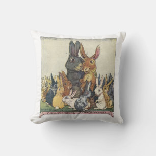Coussin Famille vintage de lapins de Pâques