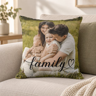 Coussin Family Love Black Script Custom Photo