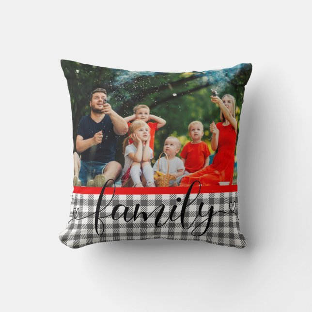 Coussin Family Modern Script Photo Plaid (Recto)