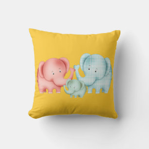 Coussin Family Of Elephant Papa et bébé
