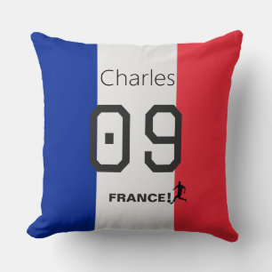 Coussin Fan de football drapeau français personnalisé pour