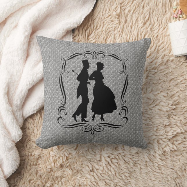 Coussin Fancy Couple Silhouette Art Vintage (Couverture)