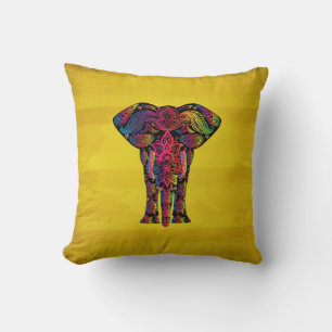 Coussin Fancy Ornamental Elephant Design Couleurs audacieu