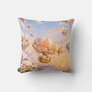 Coussin Fantaisie de dirigeable postal fleuri de pêche