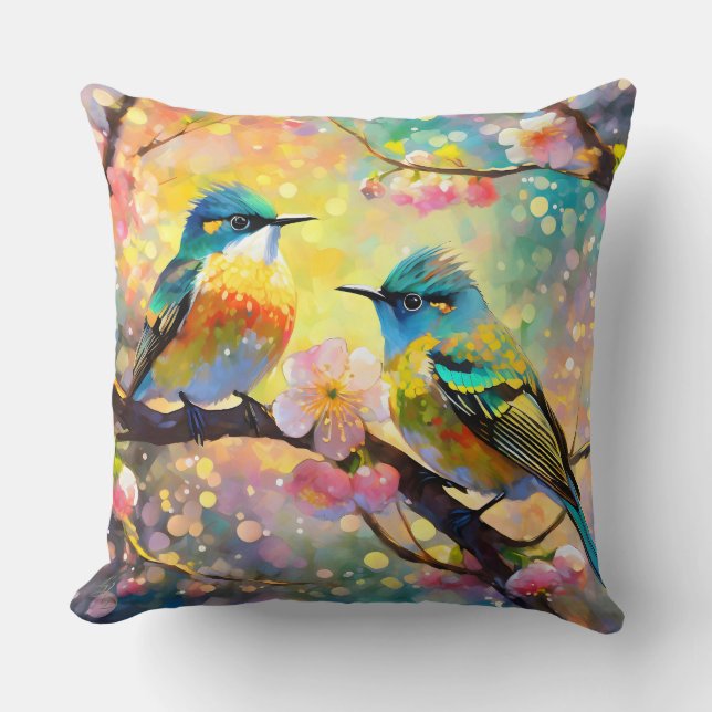 Coussin Fantaisie de floraison de cerisier Lever de soleil (Recto)
