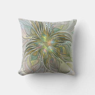 Coussin Fantaisie florale Art fractal moderne Fleur avec o