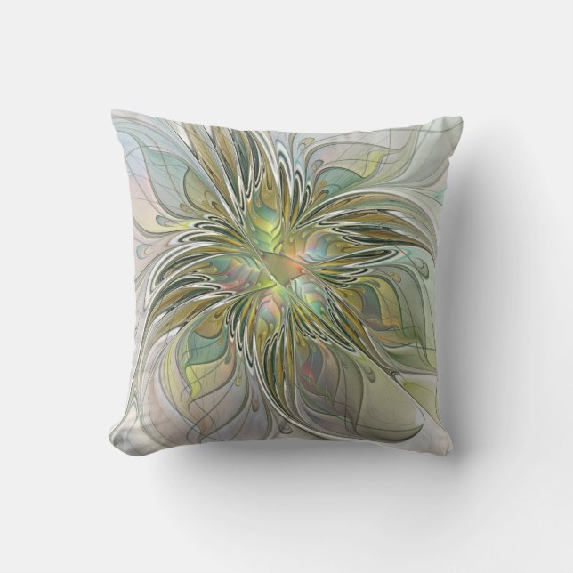 Coussin Fantaisie florale Art fractal moderne Fleur avec o (Recto)