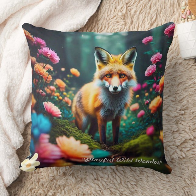Coussin "Fantaisie florale avec renard" (Couverture)