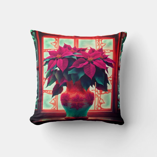 Coussin Fantasy Poinsettias  (Recto)
