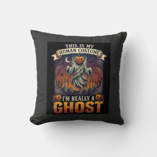 Coussin Fantôme à costume humain Tête de citrouille Cimeti