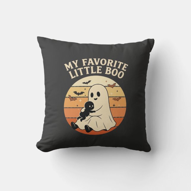 Coussin Fantôme de bébé Halloween Little Boo préféré Rétro (Recto)