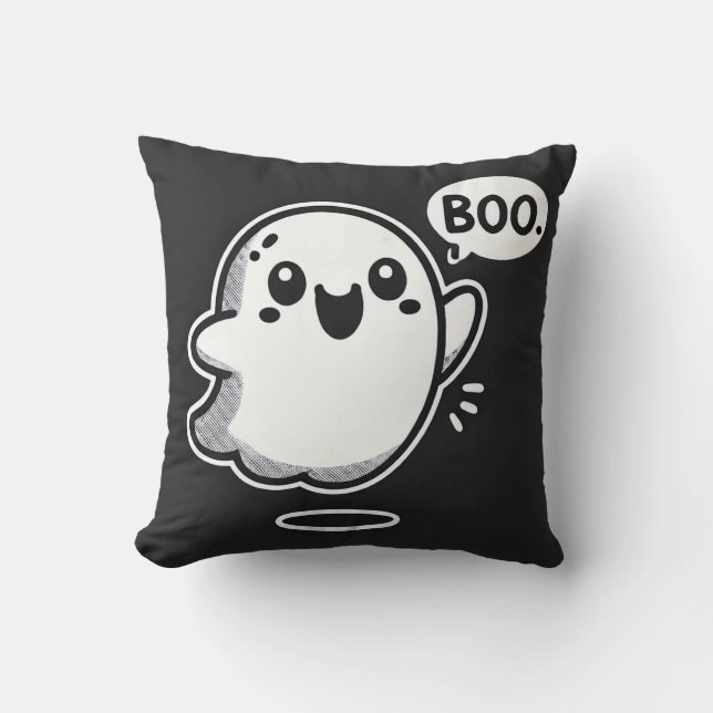 Coussin Fantôme de dessin animé mignon disant Boo (Recto)
