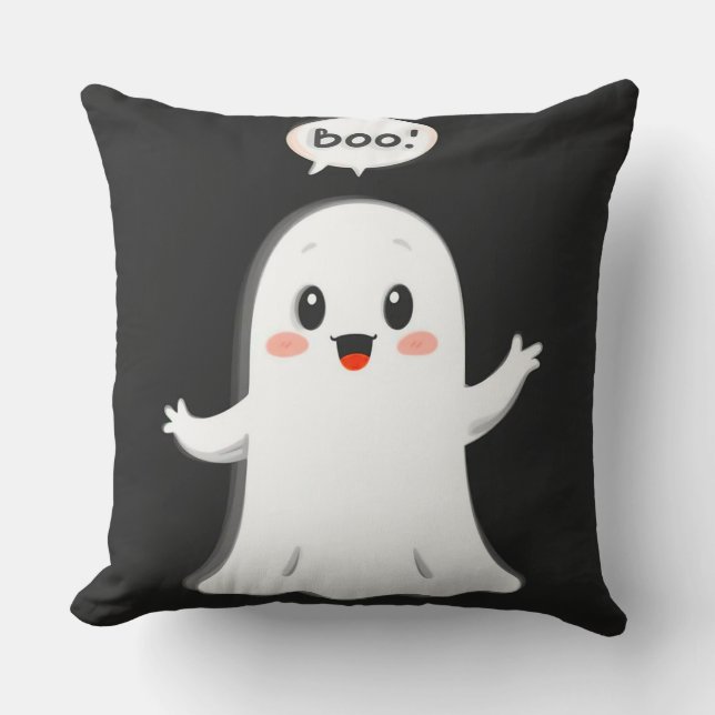 Coussin Fantôme de dessin animé mignon disant Boo (Recto)