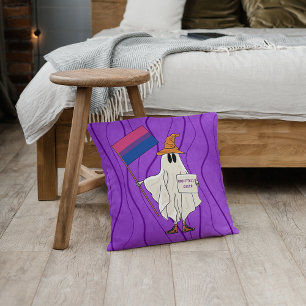 Coussin Fantôme D'Halloween Avec Drapeau Bisexuel