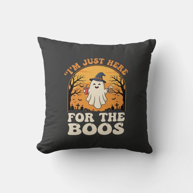 Coussin Fantôme d'Halloween ici pour les huées (Recto)