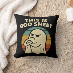 Coussin Fantôme drôle "This Is Boo Sheet" Halloween rétro