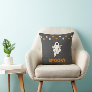 Coussin Fantôme éffrayant avec Jack O' Lanterns Halloween