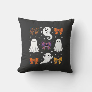 Coussin Fantôme Mignon avec Ruban Design Halloween_1