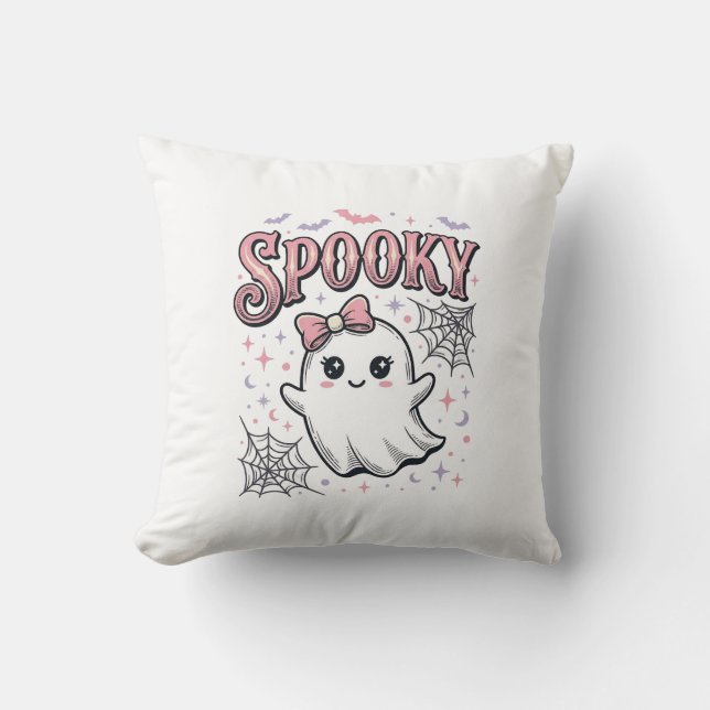 Coussin Fantôme Mignon Époqué de Halloween Chemise Spooky  (Recto)