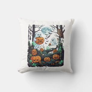Coussin Fantômes d'Halloween Citrouilles effrayantes Hibou