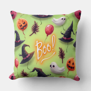 Coussin Fantômes et ballons, Halloween, par Natasha Us