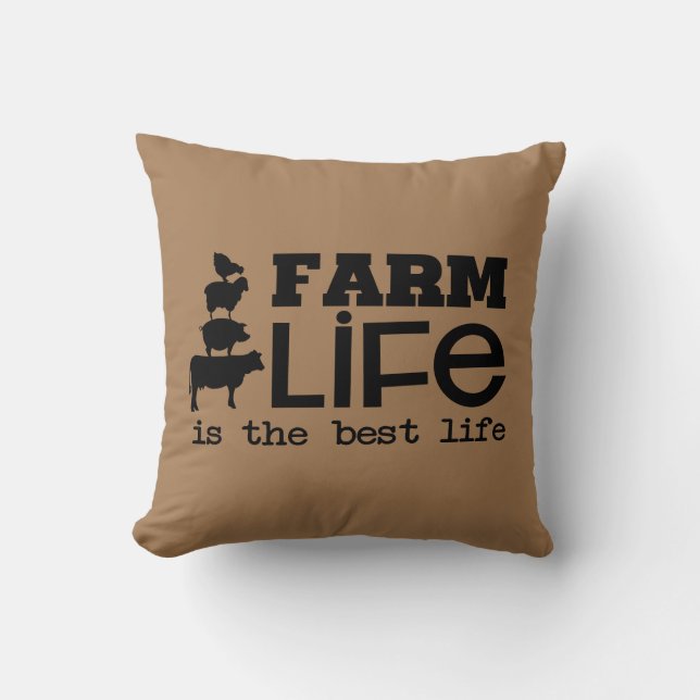 Coussin Farm Life is the Best Life with Farm Animaux (Recto)