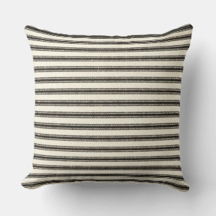 Coussin Farmhouse Black Ticking Stripes