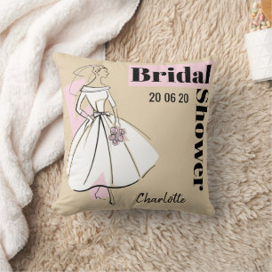 Coussin Fashion Bride Neutre Fête des mariées rose retour