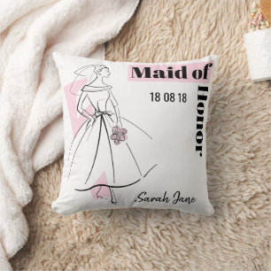 Coussin Fashion Bride rose femme d'honneur rose retour