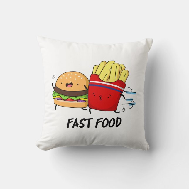 Coussin Fast Food Burger Drôle Et Fries Pun (Recto)