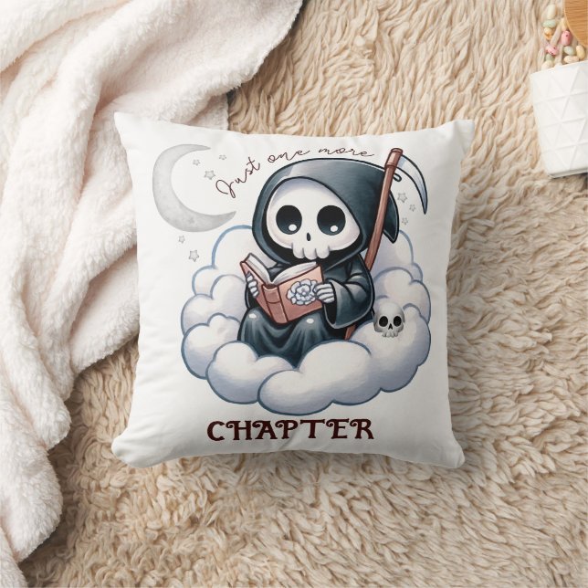 Coussin Faucheuse aquarelle amoureuse de livres (Couverture)