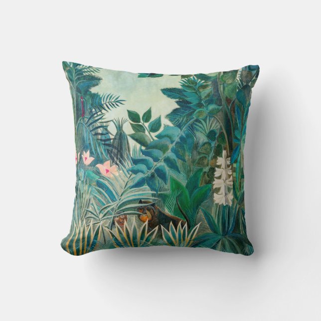Coussin Faune dans la peinture tropicale de la jungle (Recto)