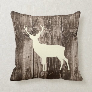Coussin Faune de cerfs (Crème) sur Cabine de bois rustique