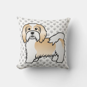 Coussin Faune Et Blanc Havanais Cute Cartoon Chien & Pâtes
