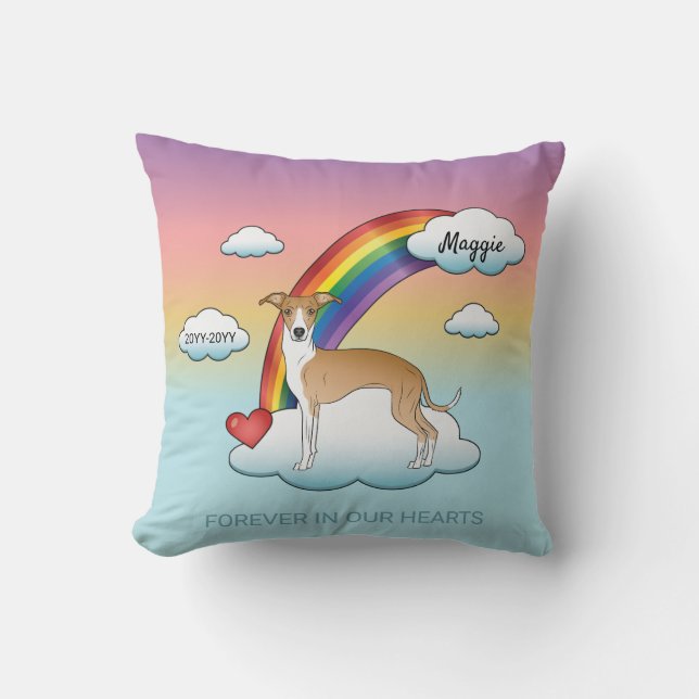 Coussin Faune Et Blanc Italien Greyhound Rainbow Memorial (Recto)