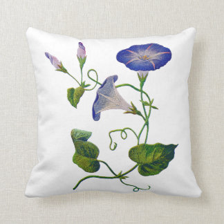 Coussin Faux Broderie - Blue Morning Glory